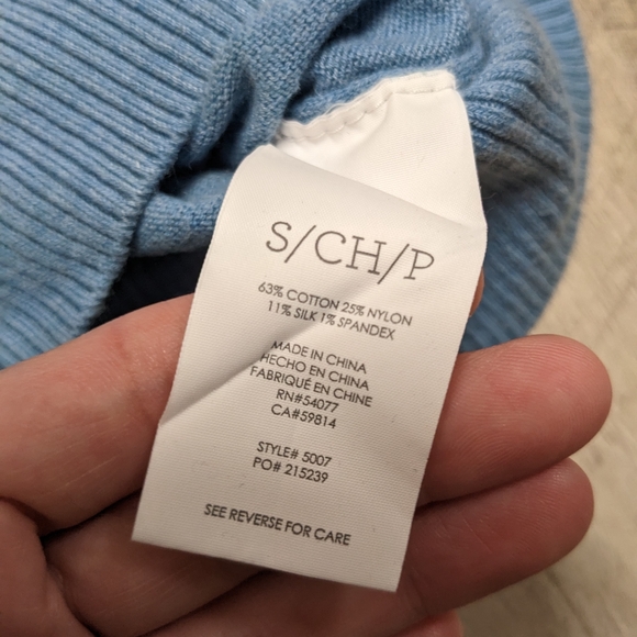 CAbi Blue Short Sleeve Sweater Relaxed Fit - Picture 3 of 7